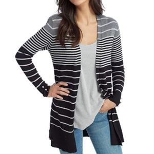 Womens Graduated Stripe Open Front Duster Cardigan